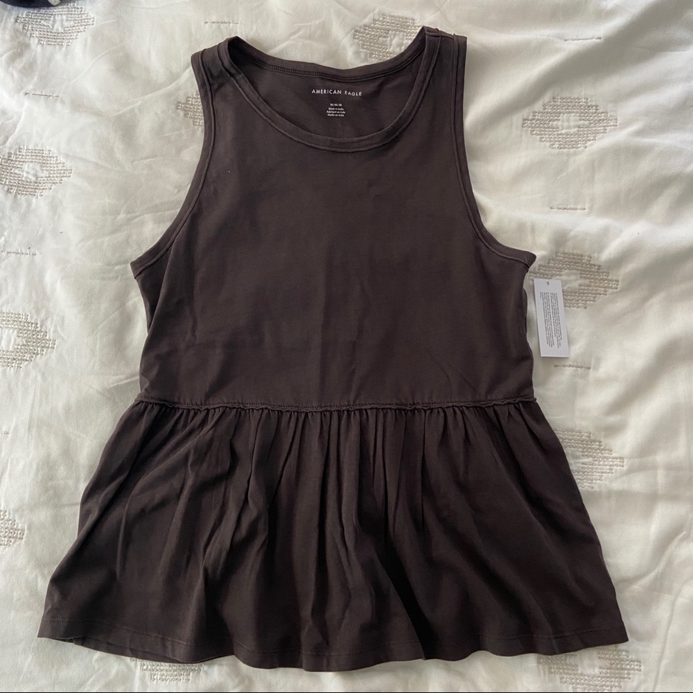 Brown Peplum Tank Top